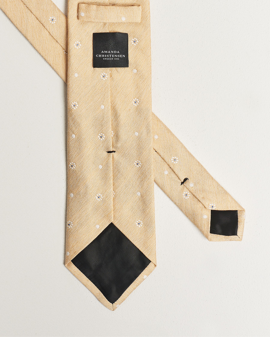 Heren |  | Amanda Christensen | Cotton/Silk/Linen Printed Flower 8cm Tie Yellow