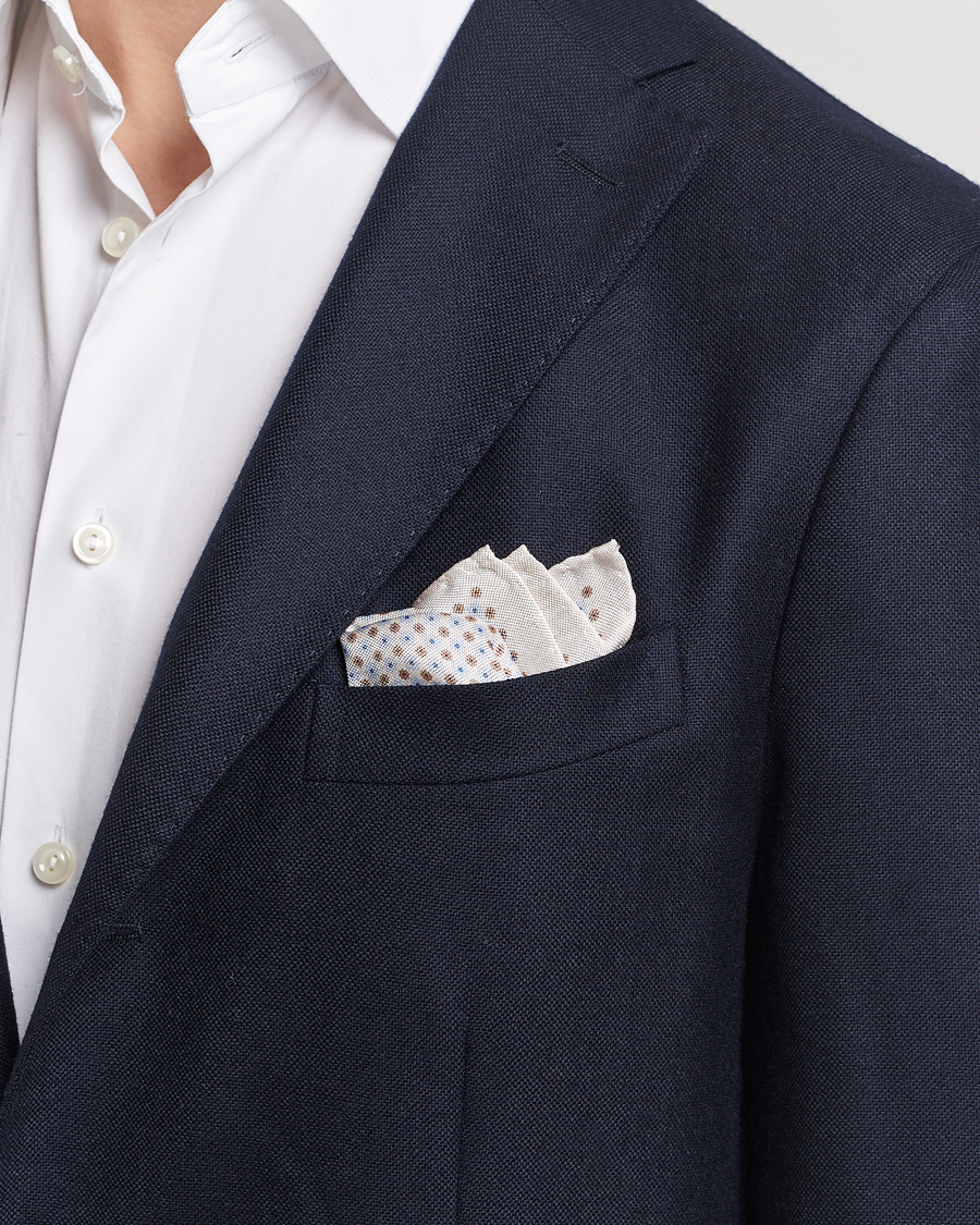 Heren | Accessoires | Amanda Christensen | Silk Oxford Printed Flower Pocket Square Cream