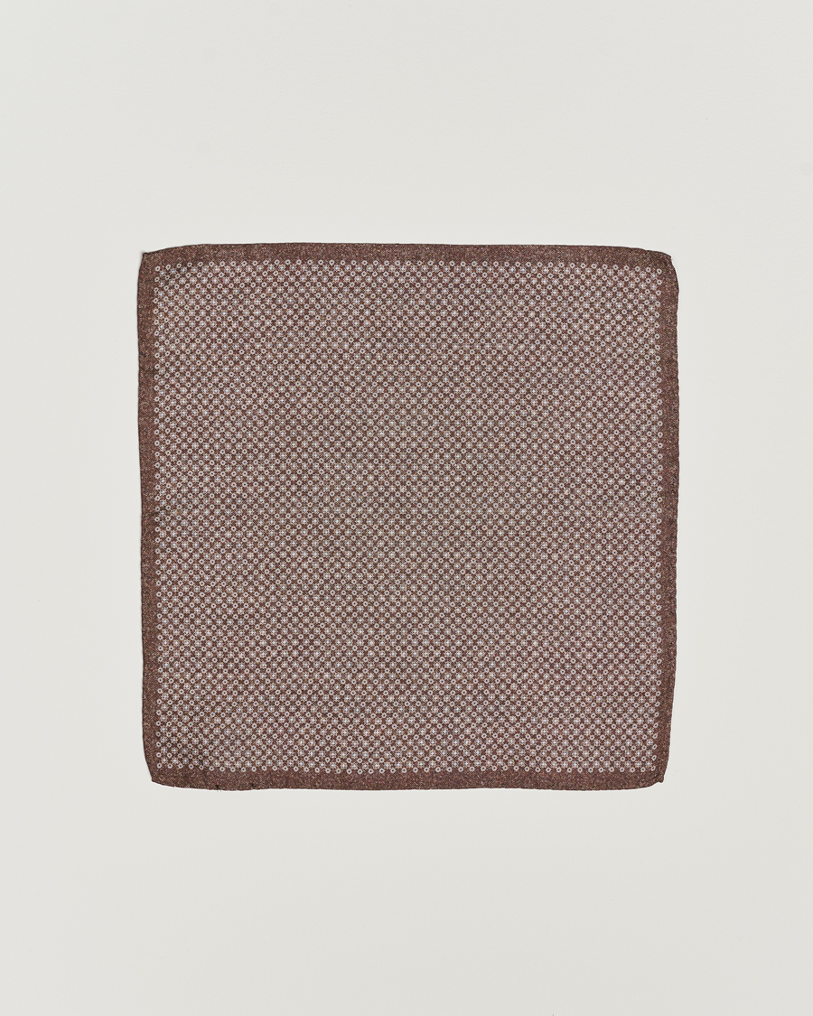 Heren | Pochets | Amanda Christensen | Silk Oxford Printed Flower Pocket Square Dark Brown