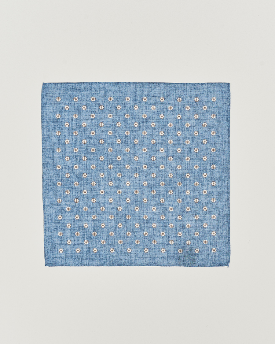 Heren | Pochets | Amanda Christensen | Linen Printed Flower Pocket Square Blue