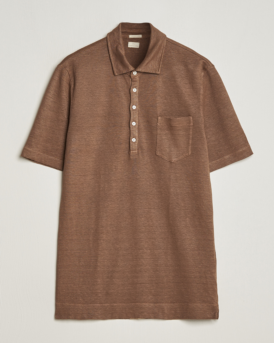 Heren | Polo's | Massimo Alba | Wembley Linen Polo Dark Brown
