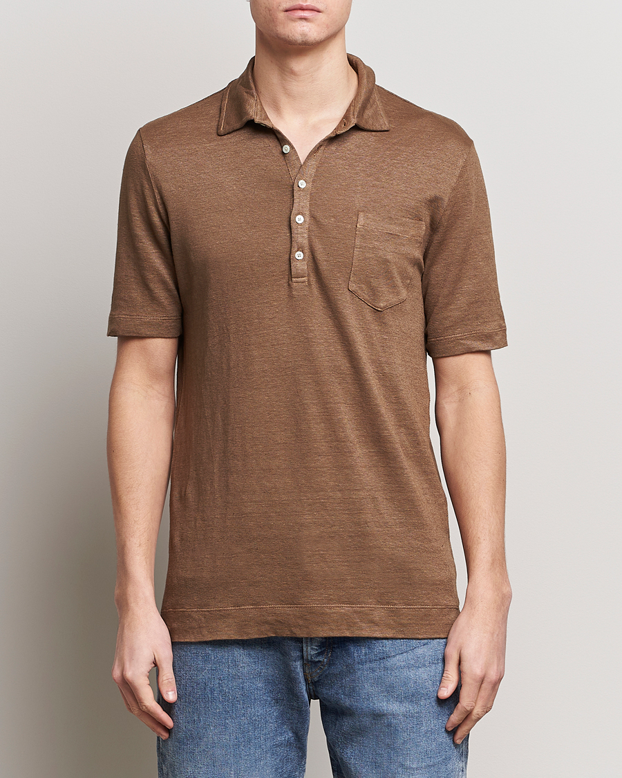 Heren | Afdelingen | Massimo Alba | Wembley Linen Polo Dark Brown