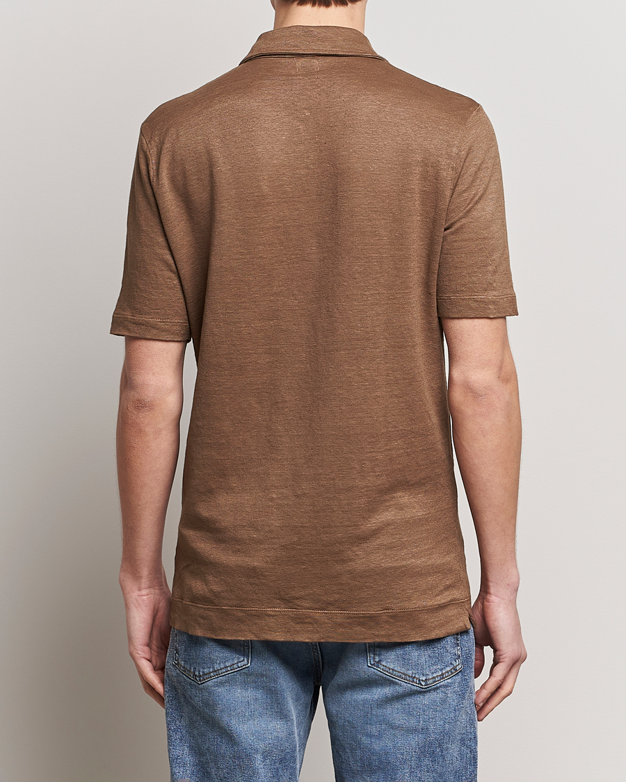 Heren | Polo's | Massimo Alba | Wembley Linen Polo Dark Brown