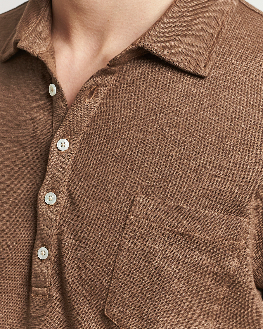 Heren | Polo's | Massimo Alba | Wembley Linen Polo Dark Brown
