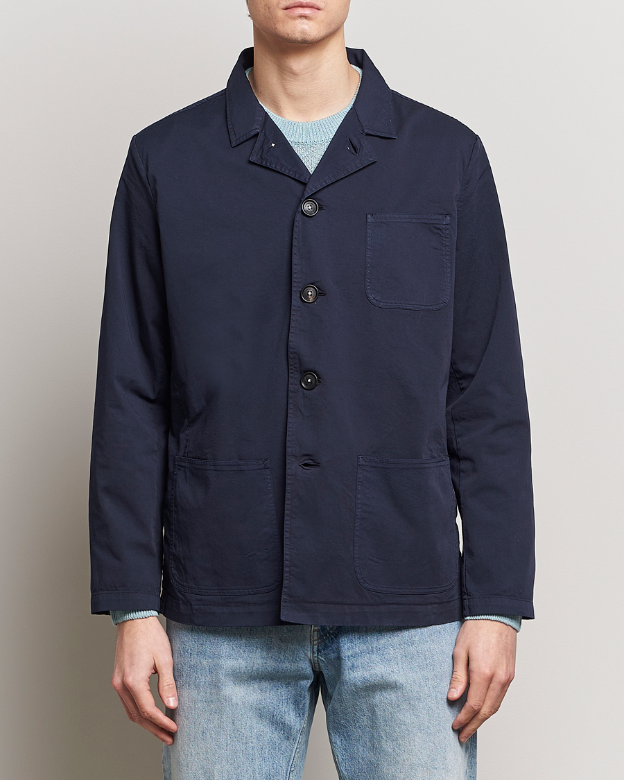 Heren |  | Massimo Alba | Florida Stone Washed Shirt Jacket Navy