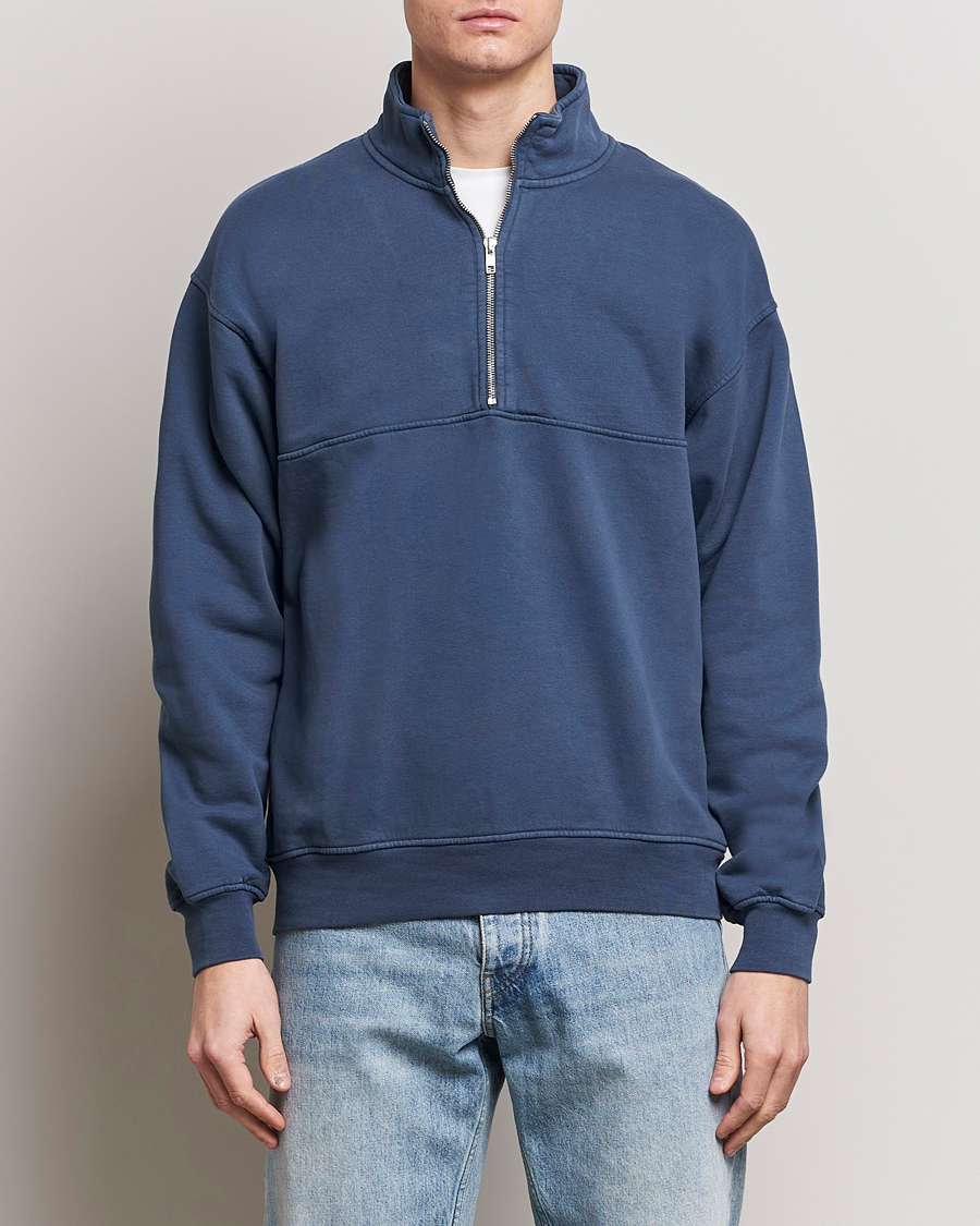 Heren | Colorful Standard | Colorful Standard | Classic Organic Half-Zip Petrol Blue