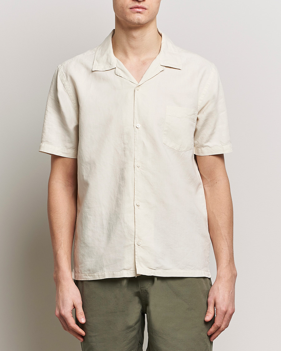 Heren | Linnen overhemden | Colorful Standard | Cotton/Linen Short Sleeve Shirt Ivory White