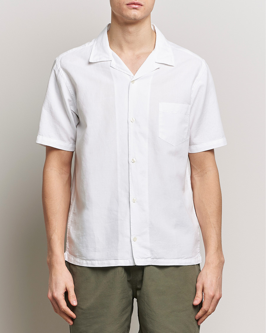 Heren | Casual | Colorful Standard | Cotton/Linen Short Sleeve Shirt Optical White