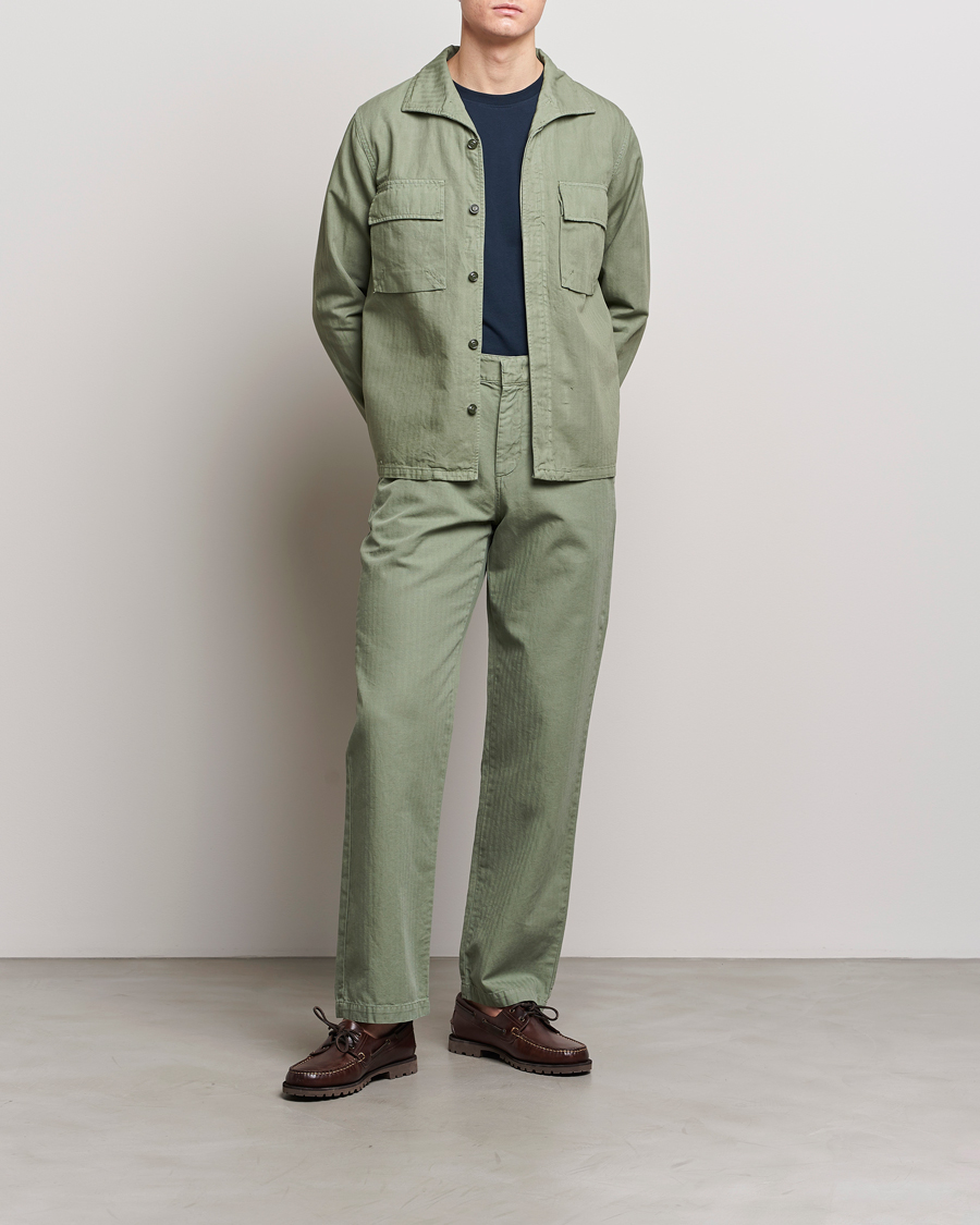 Heren | Jassen | Aspesi | Cotton Herringbone Shirt Jacket Sage