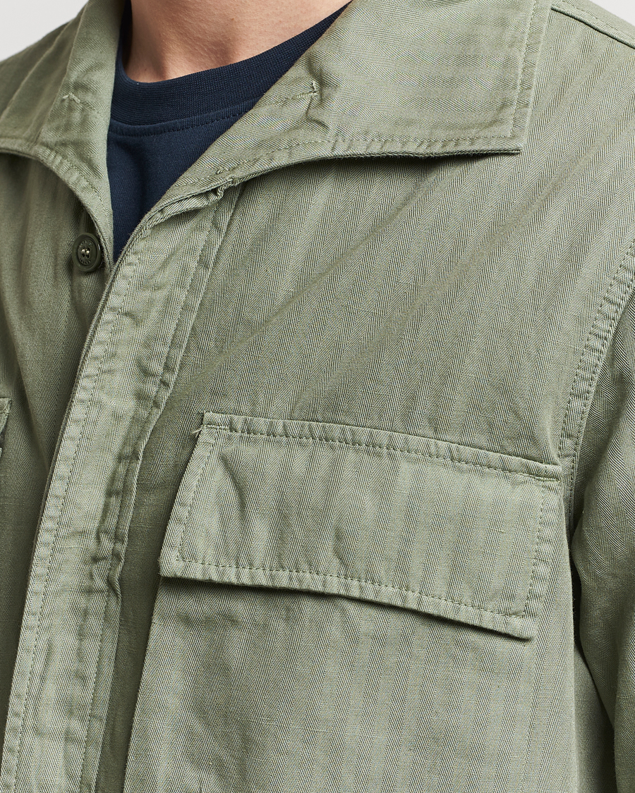Heren | Jassen | Aspesi | Cotton Herringbone Shirt Jacket Sage