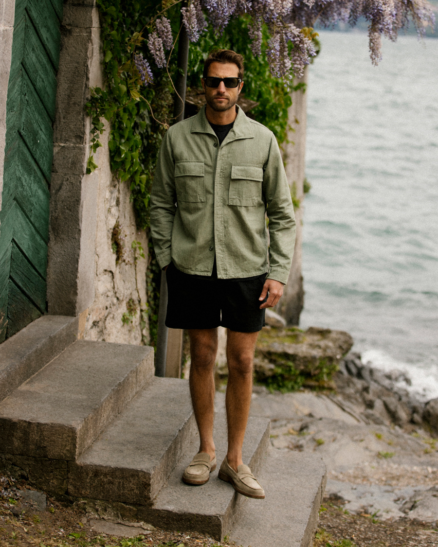 Heren | Jassen | Aspesi | Cotton Herringbone Shirt Jacket Sage