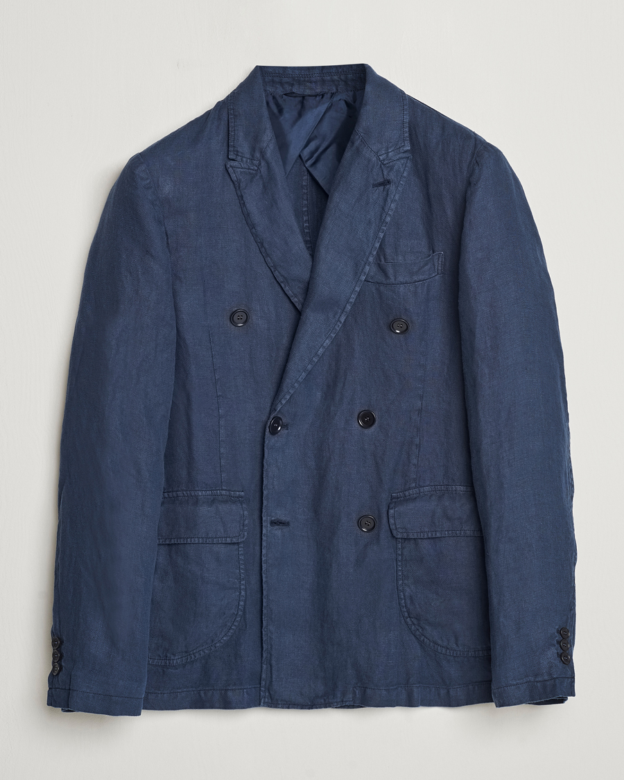 Heren | Blazers | Aspesi | Sugimoto Double Breasted Hemp Blazer Navy