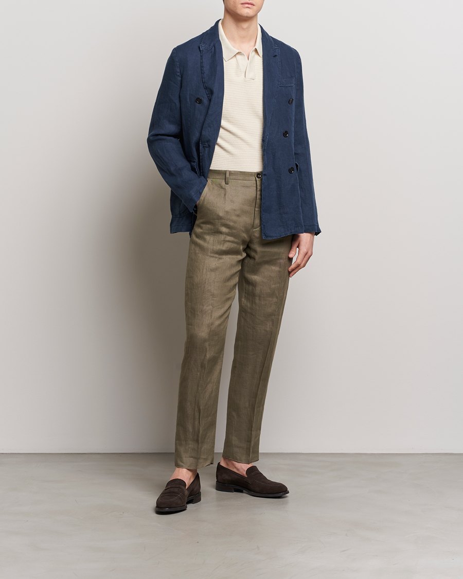Heren | Blazers | Aspesi | Sugimoto Double Breasted Hemp Blazer Navy