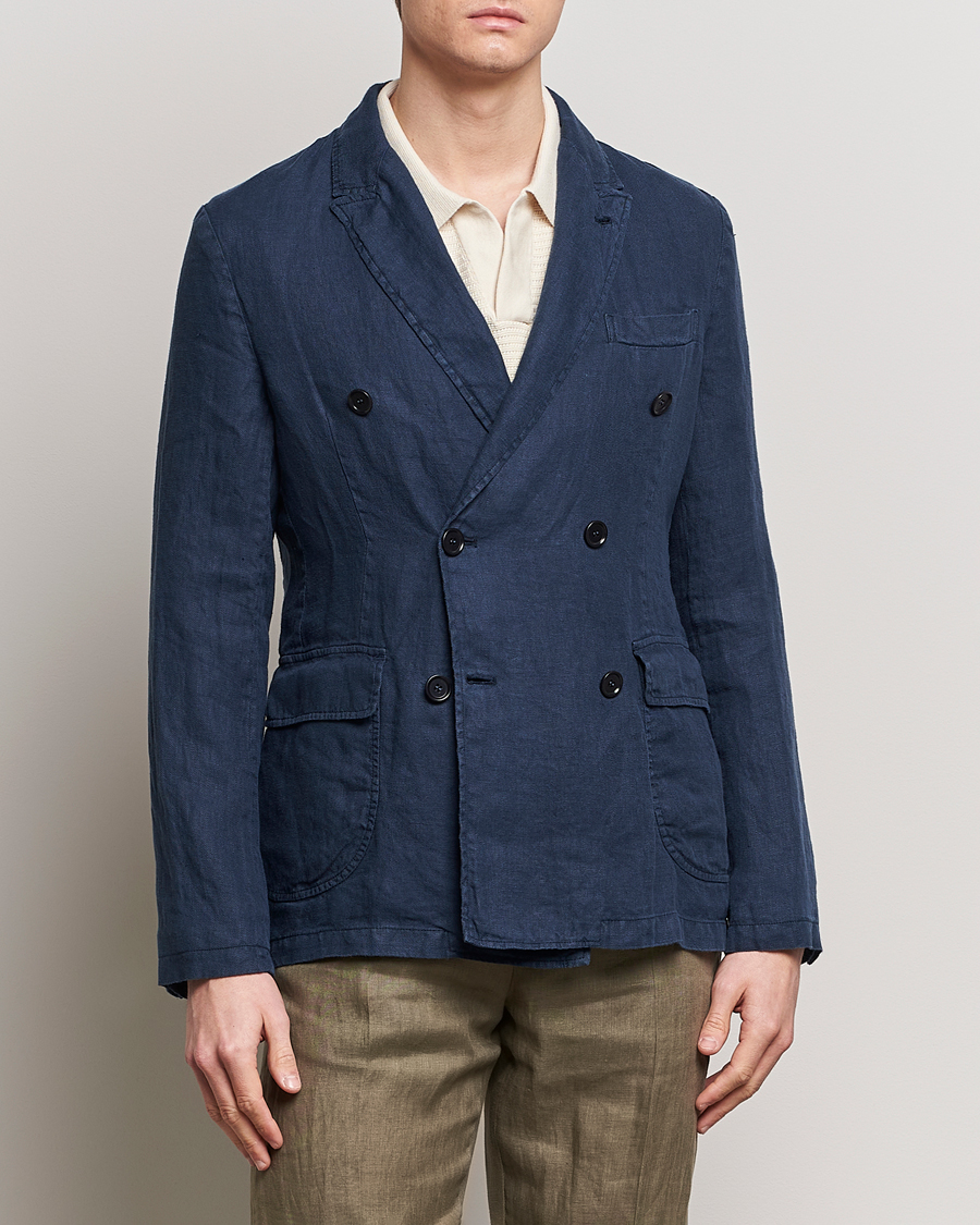 Heren | Italian Department | Aspesi | Sugimoto Double Breasted Hemp Blazer Navy