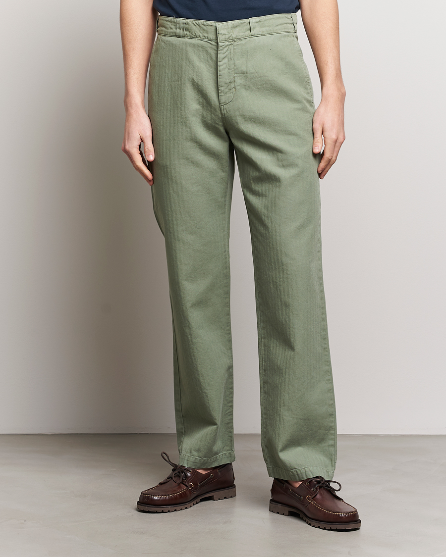 Heren | Italian Department | Aspesi | Cotton Herringbone Pants Sage