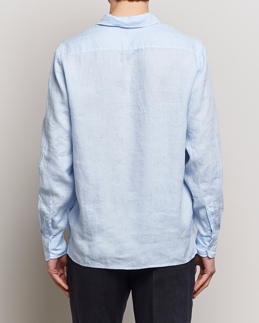 Heren | Overhemden | Aspesi | Linen Popover Shirt Light Blue