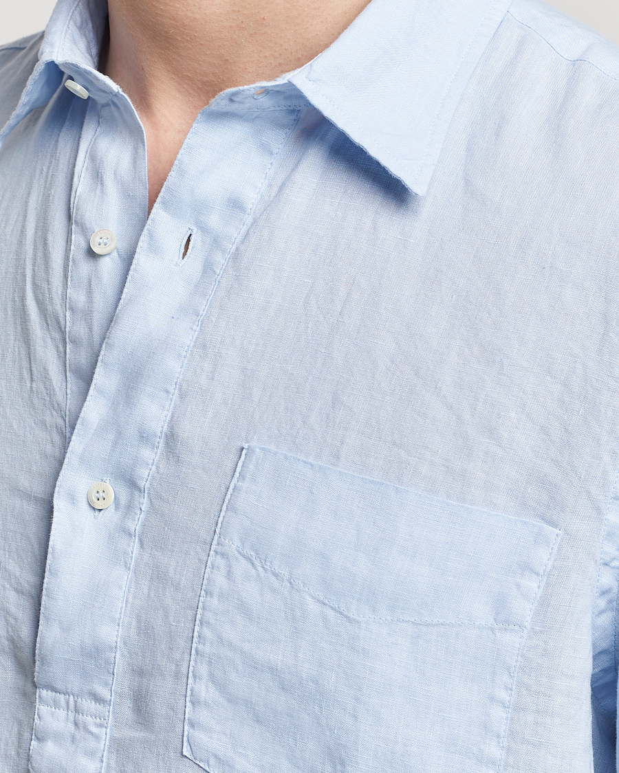 Heren | Overhemden | Aspesi | Linen Popover Shirt Light Blue