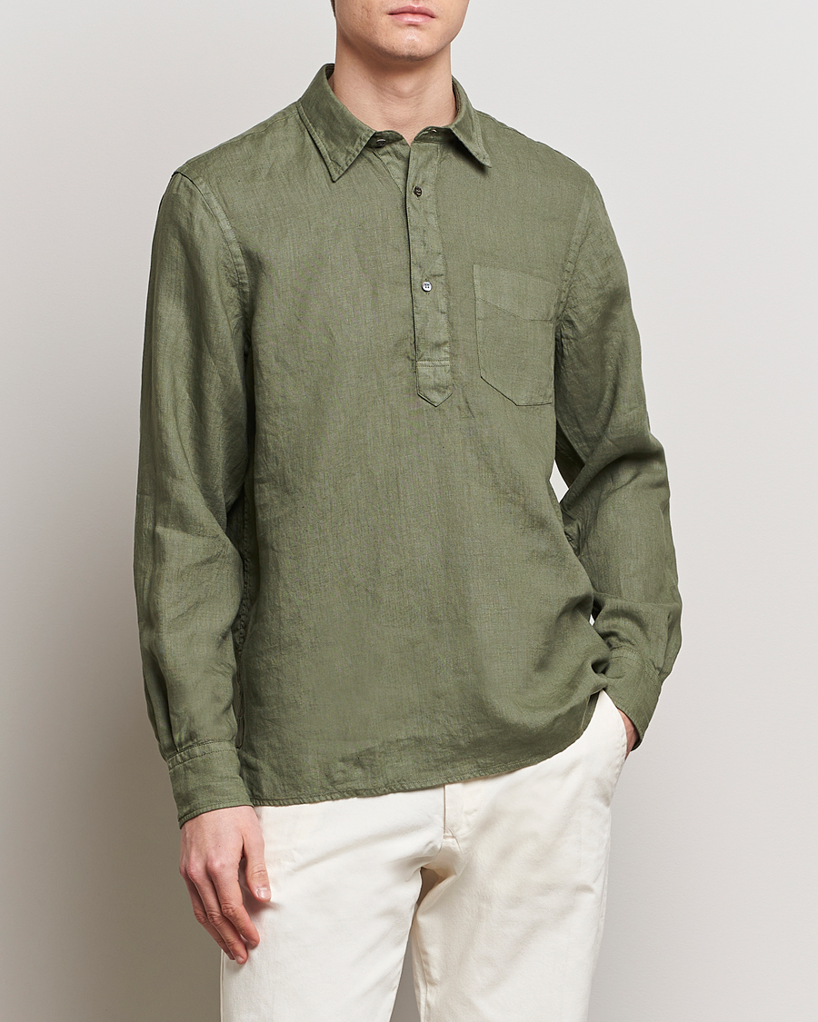 Heren | Linnen overhemden | Aspesi | Linen Popover Shirt Military