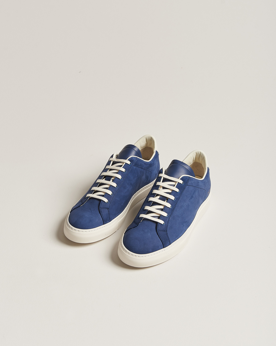 Heren | Common Projects Retro Pebbled Nappa Leather Sneaker Blue/White | Common Projects | Retro Pebbled Nappa Leather Sneaker Blue/White