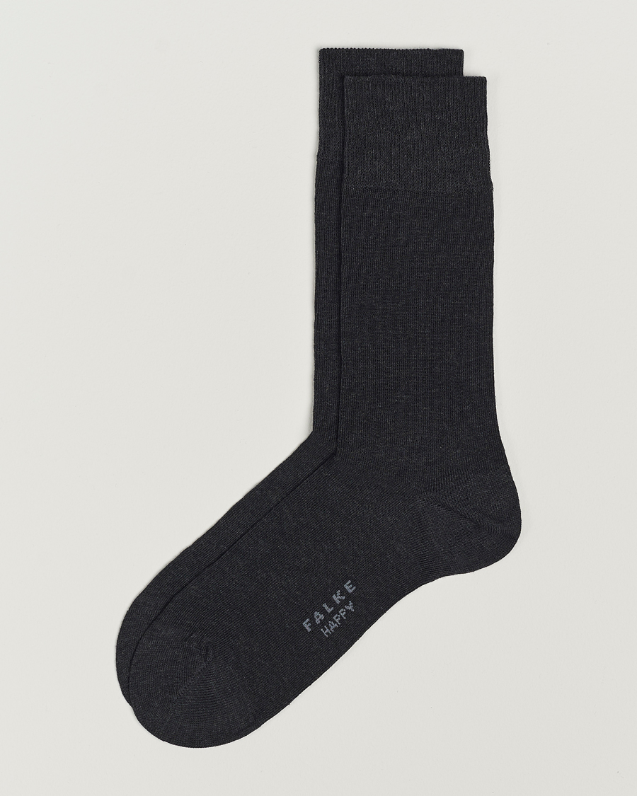 Heren | Ondergoed | Falke | Happy 2-Pack Cotton Socks Anthracite Melange