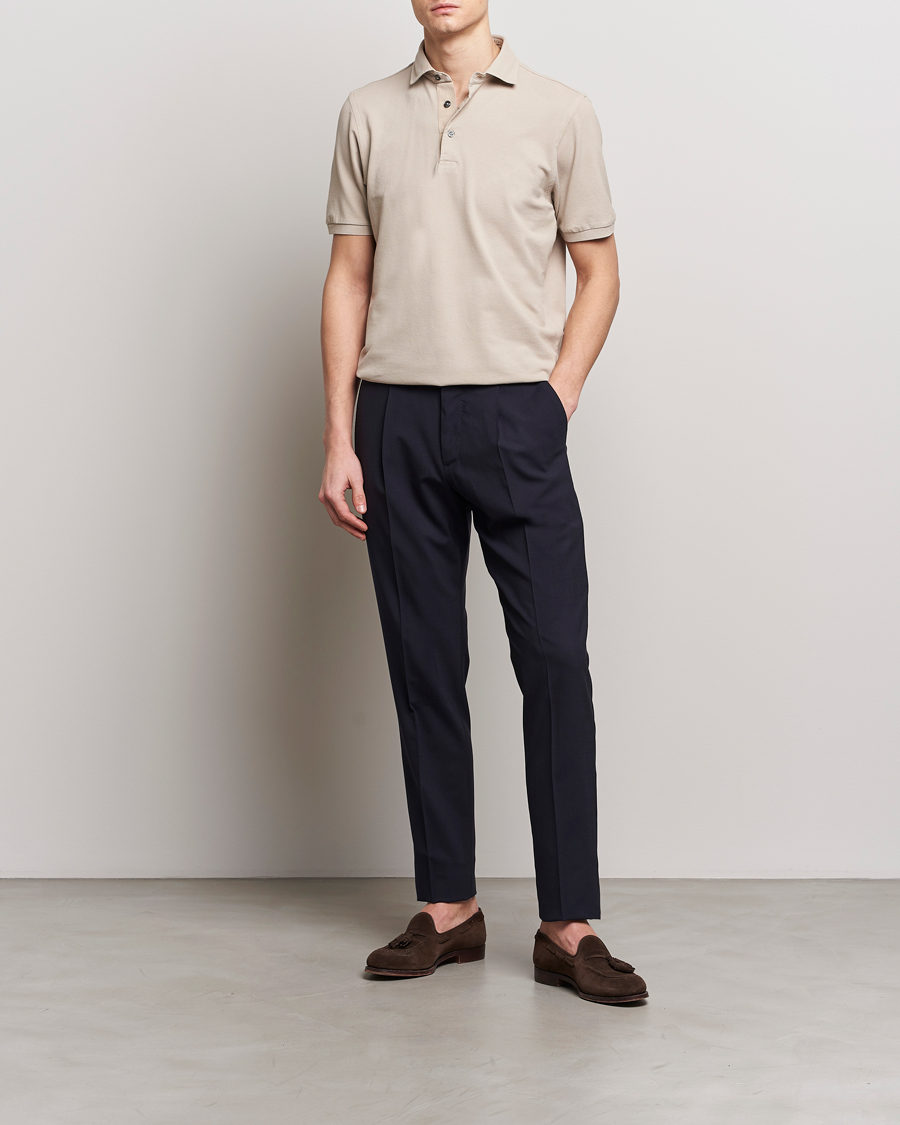 Heren | Polo's | Gran Sasso | Washed Polo Beige Melange