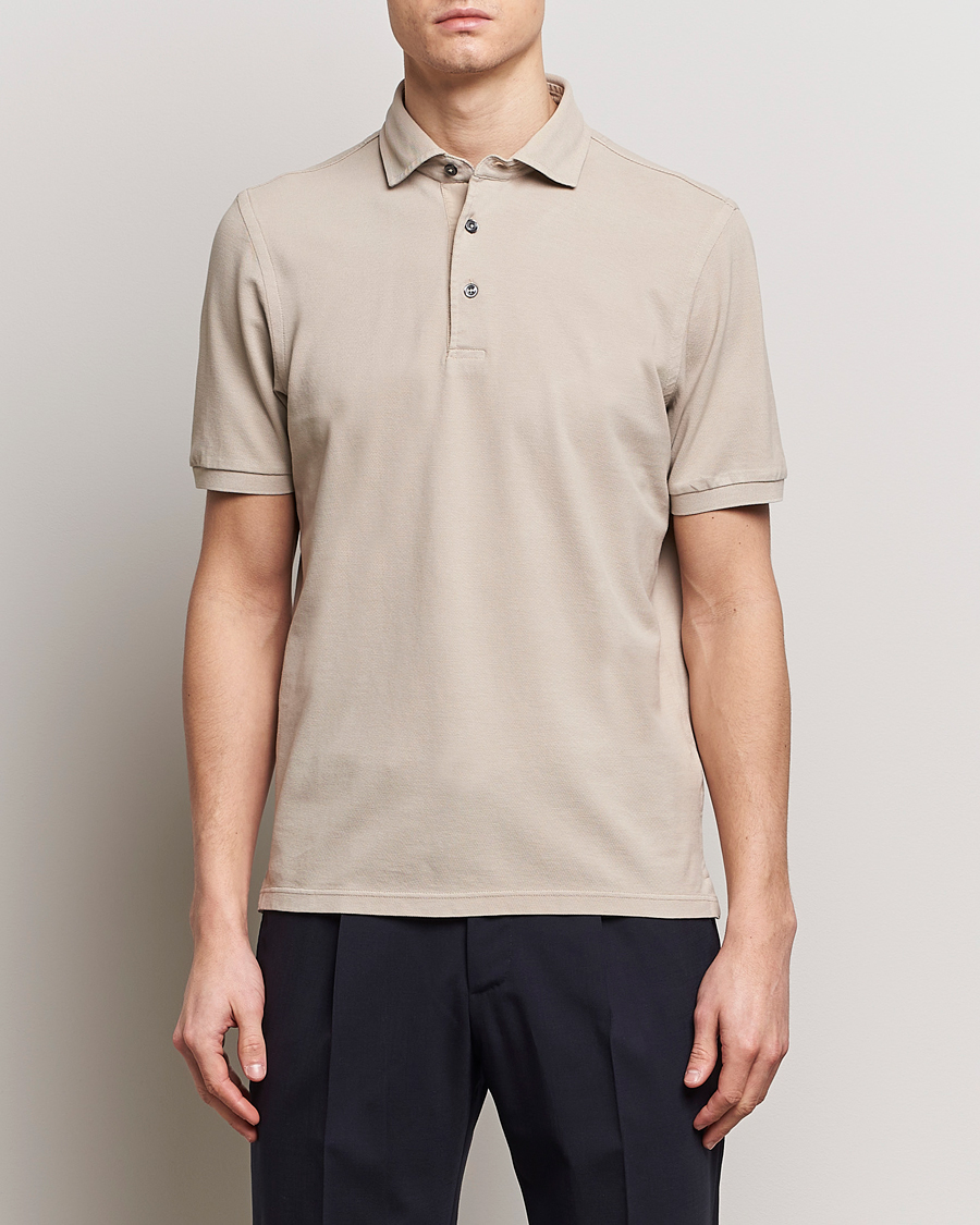 Heren | Poloshirts met korte mouwen | Gran Sasso | Washed Polo Beige Melange