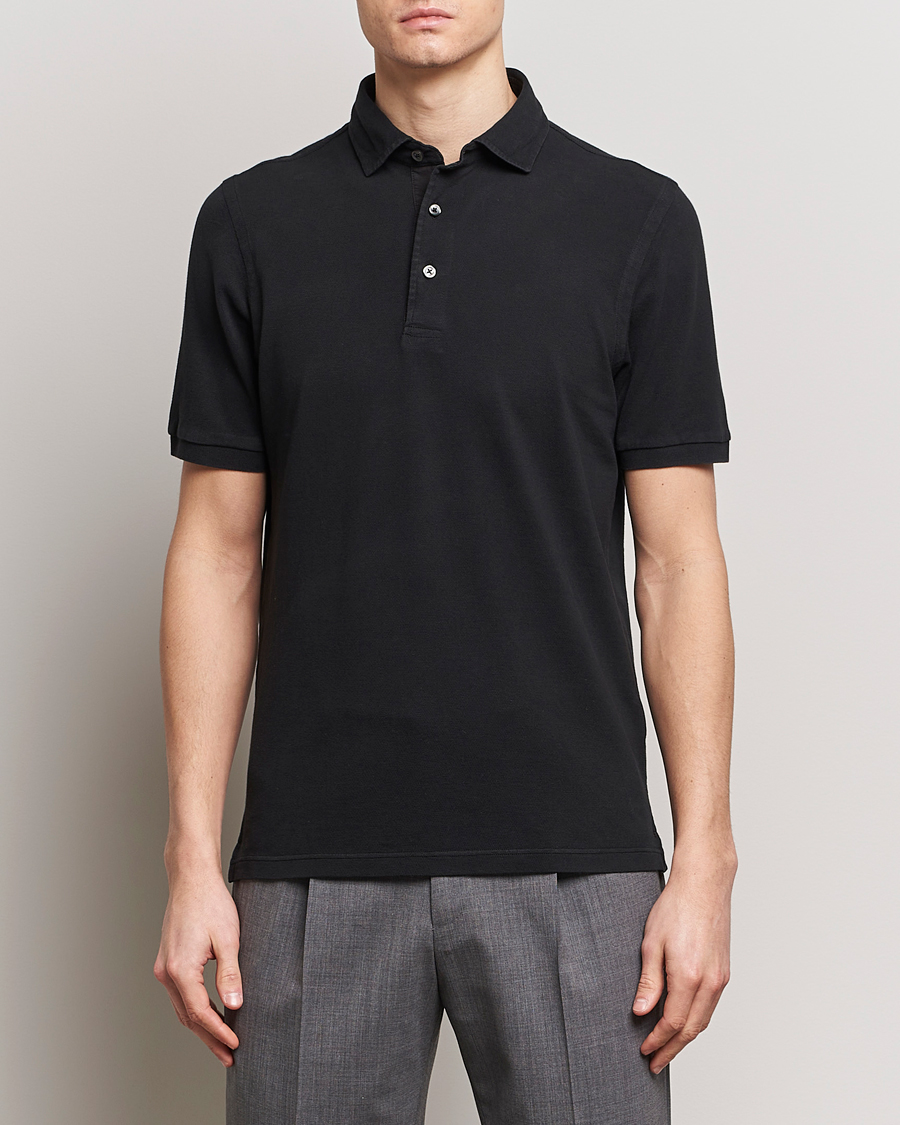 Heren | Kleding | Gran Sasso | Washed Polo Black