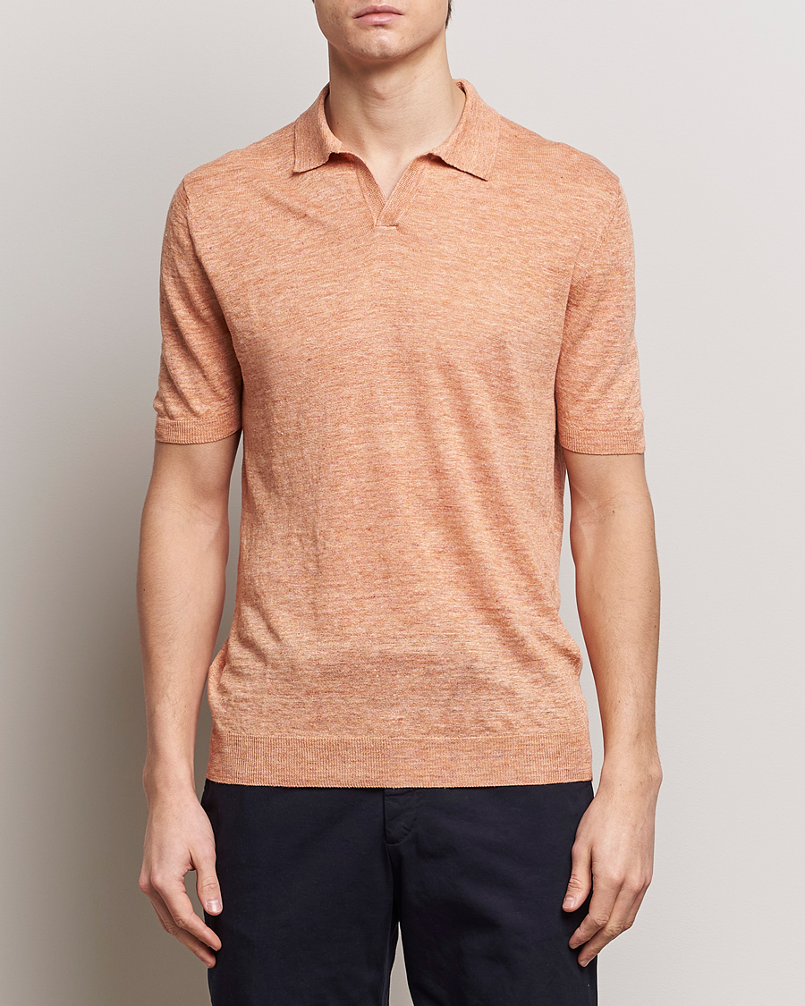 Heren | Afdelingen | Gran Sasso | Knitted Linen Polo Orange