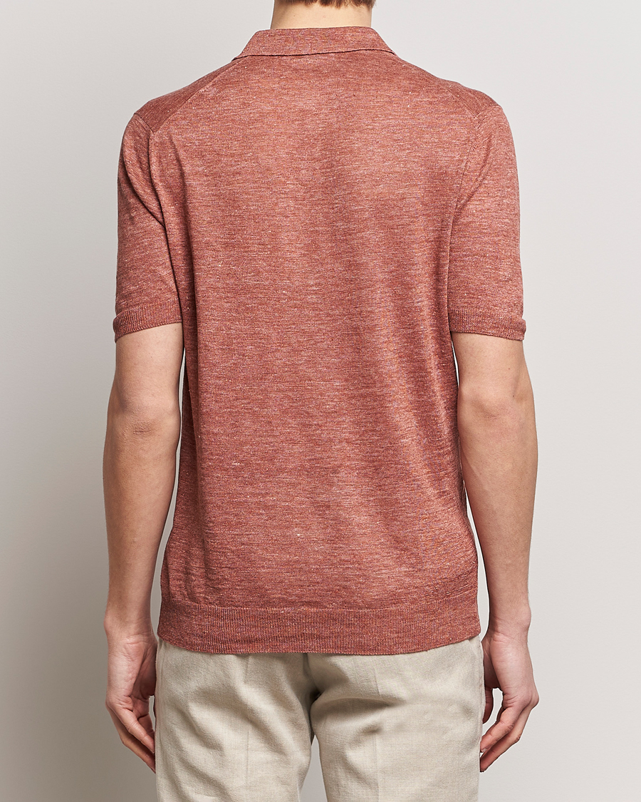 Heren | Polo's | Gran Sasso | Knitted Linen Polo Rust Melange