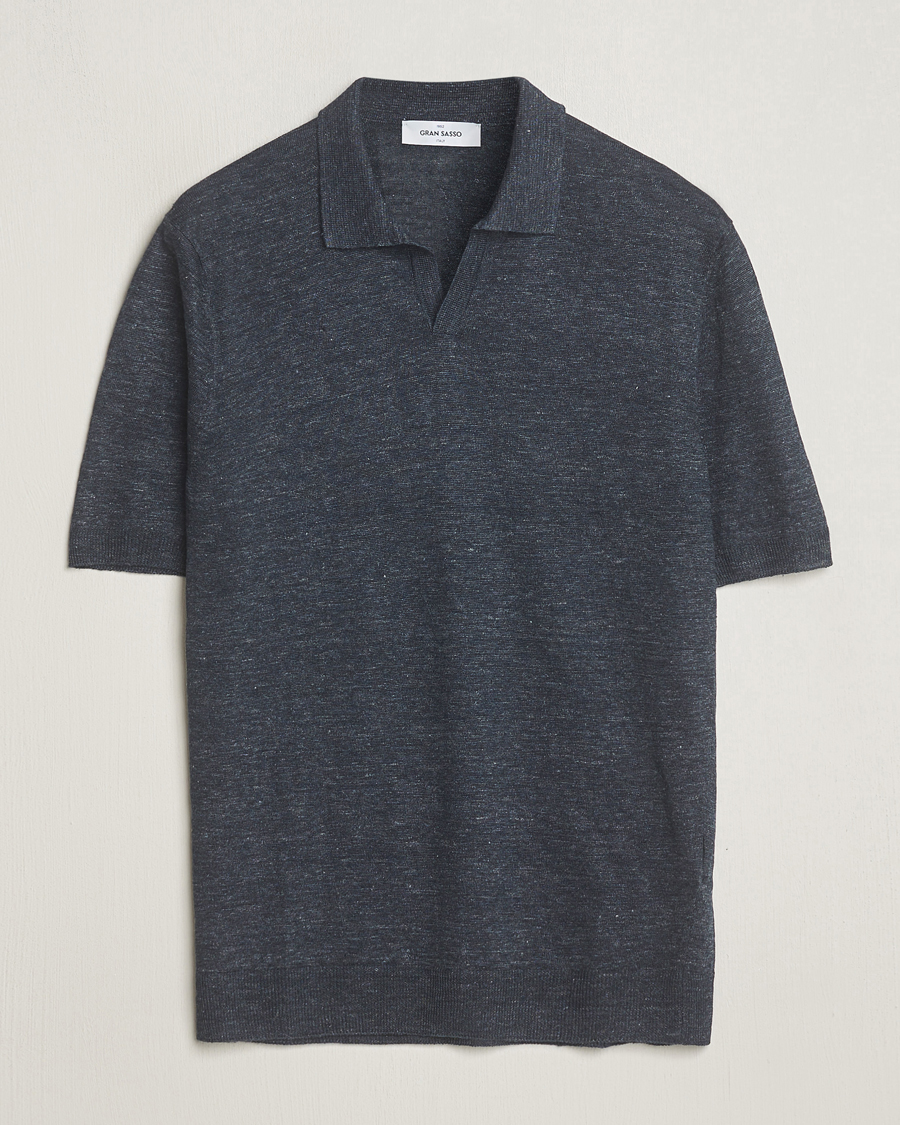 Heren | Polo's | Gran Sasso | Knitted Linen Polo Navy