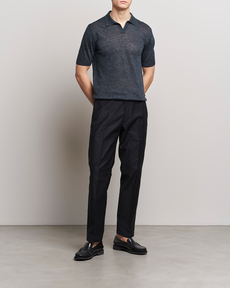 Heren | Polo's | Gran Sasso | Knitted Linen Polo Navy