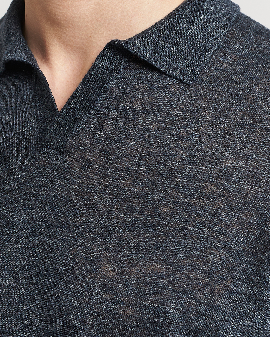 Heren | Polo's | Gran Sasso | Knitted Linen Polo Navy