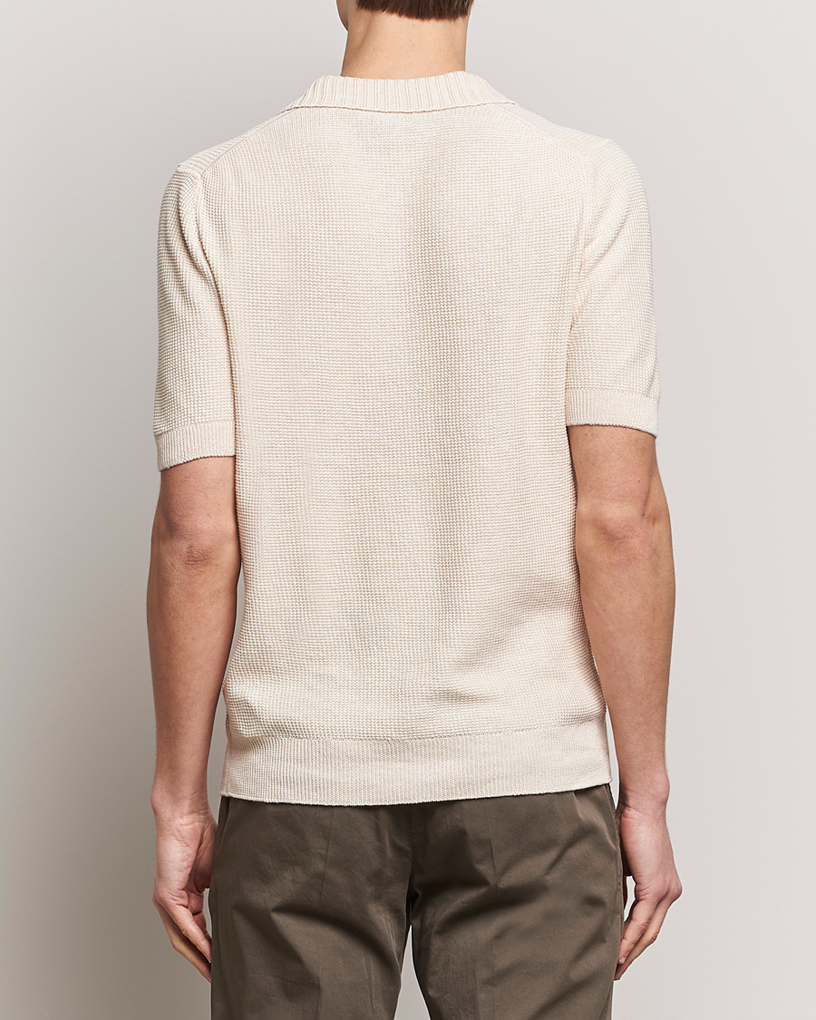 Heren | Polo's | Gran Sasso | Linen/Cotton Open Collar Polo Cream