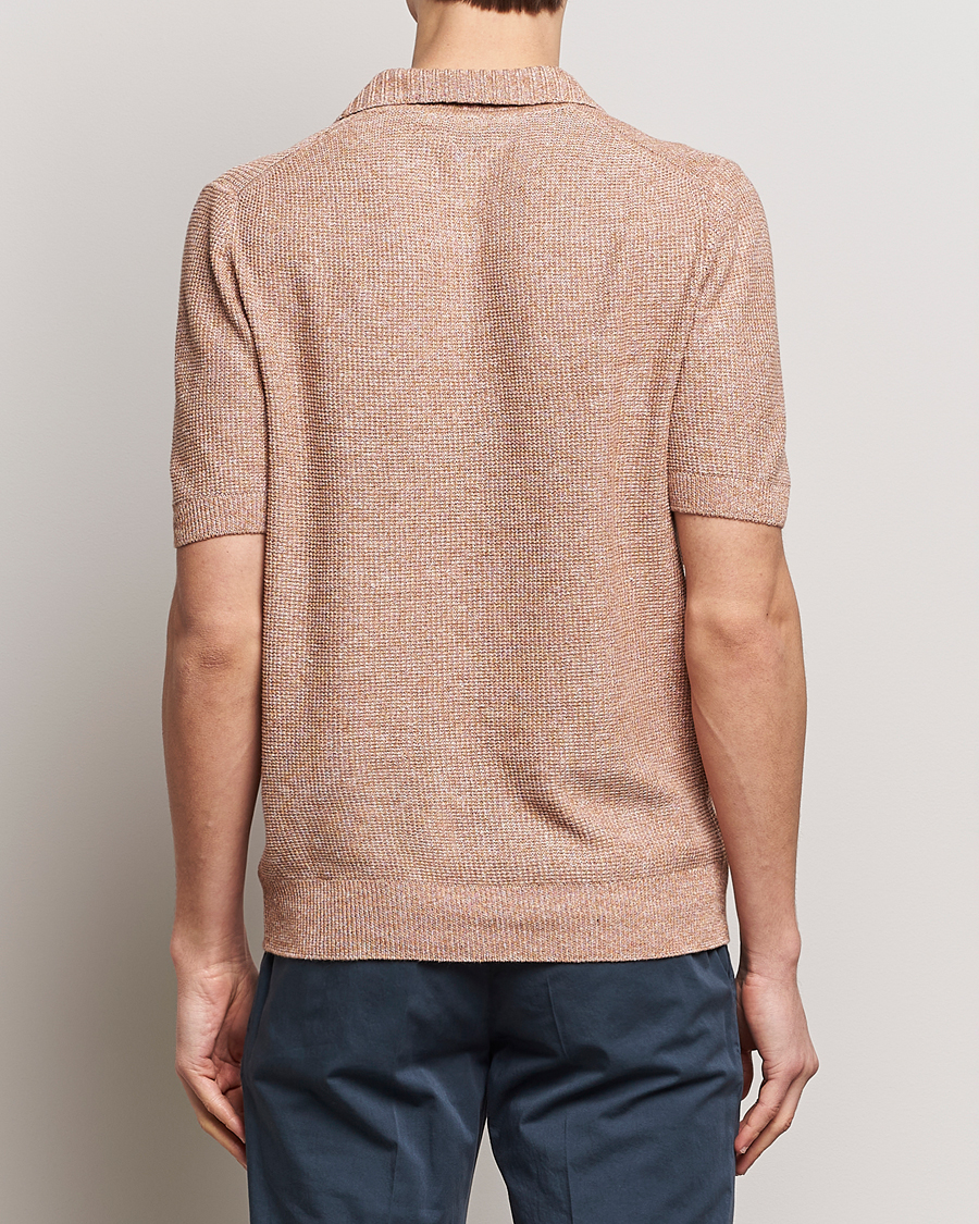 Heren | Polo's | Gran Sasso | Linen/Cotton Open Collar Polo Rust Melange