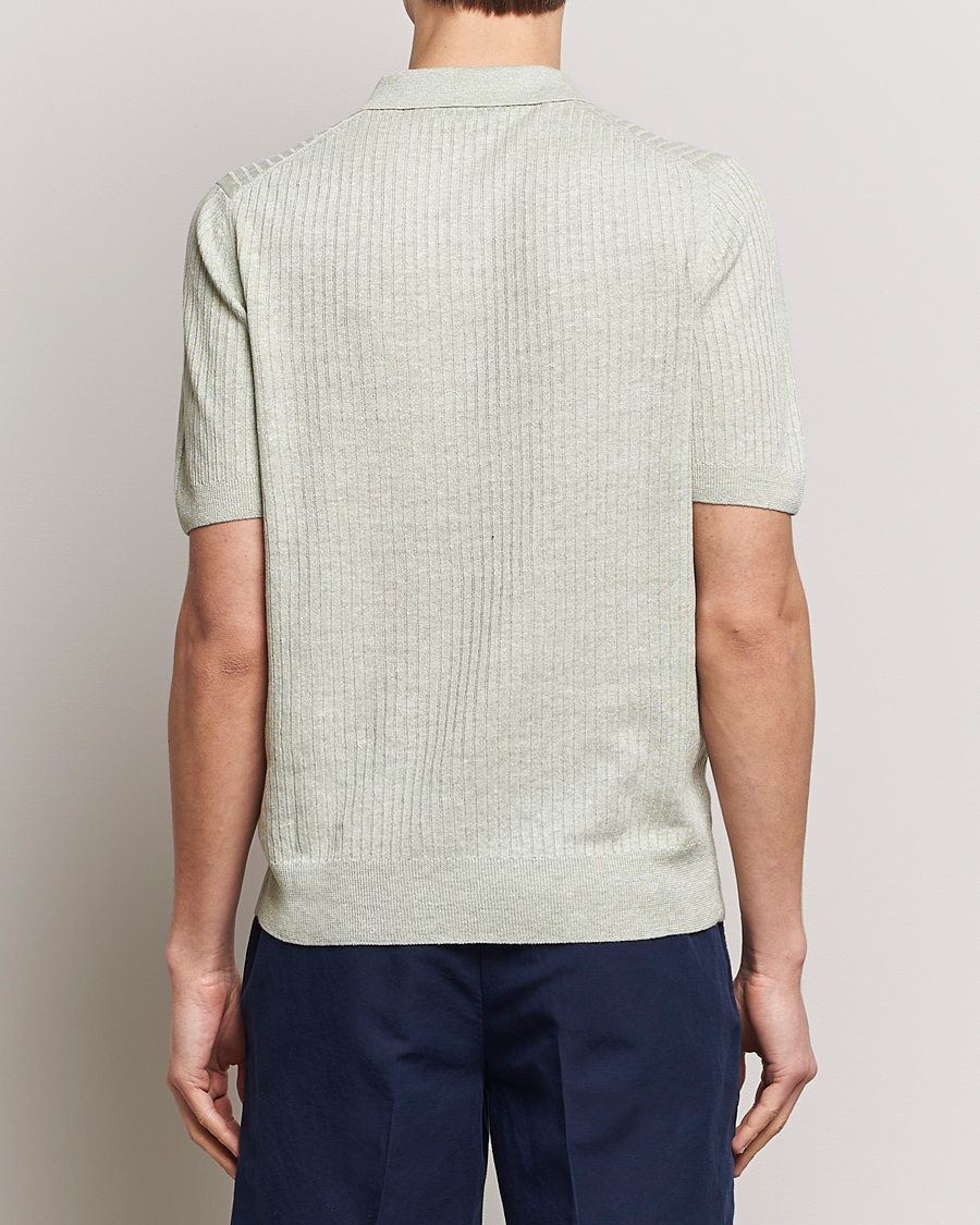 Heren | Polo's | Gran Sasso | Linen/Cotton Structured Polo Light Green