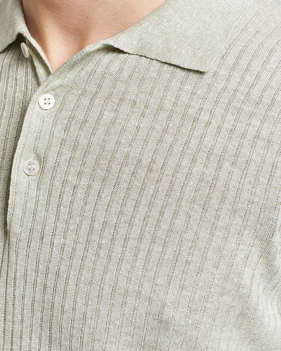 Heren | Polo's | Gran Sasso | Linen/Cotton Structured Polo Light Green