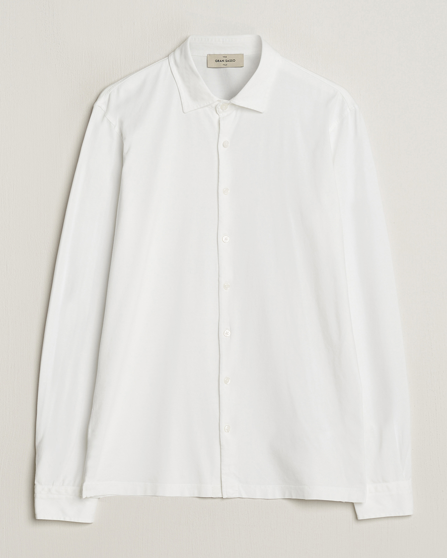 Heren | Overhemden | Gran Sasso | Washed Cotton Jersey Shirt White