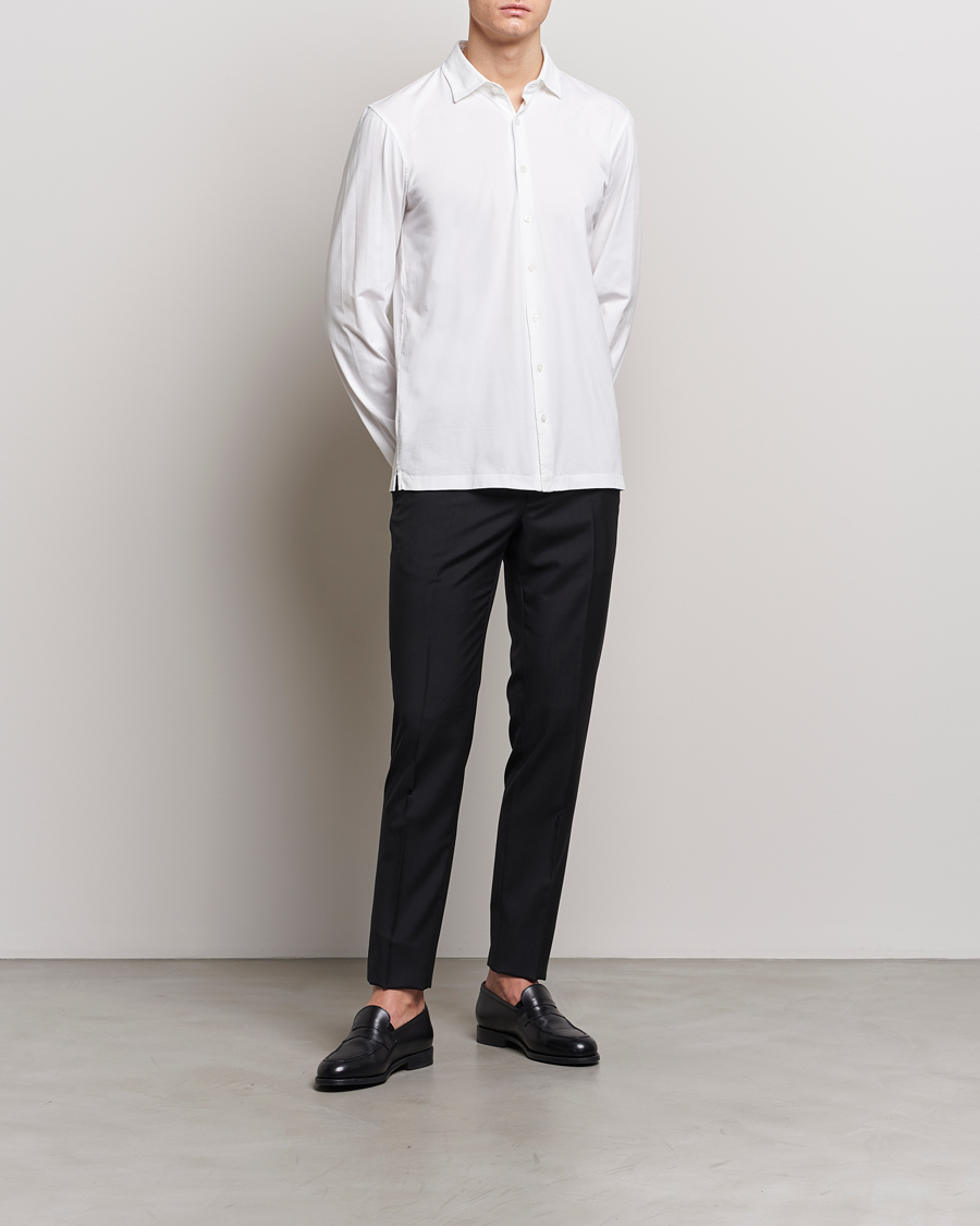 Heren | Overhemden | Gran Sasso | Washed Cotton Jersey Shirt White