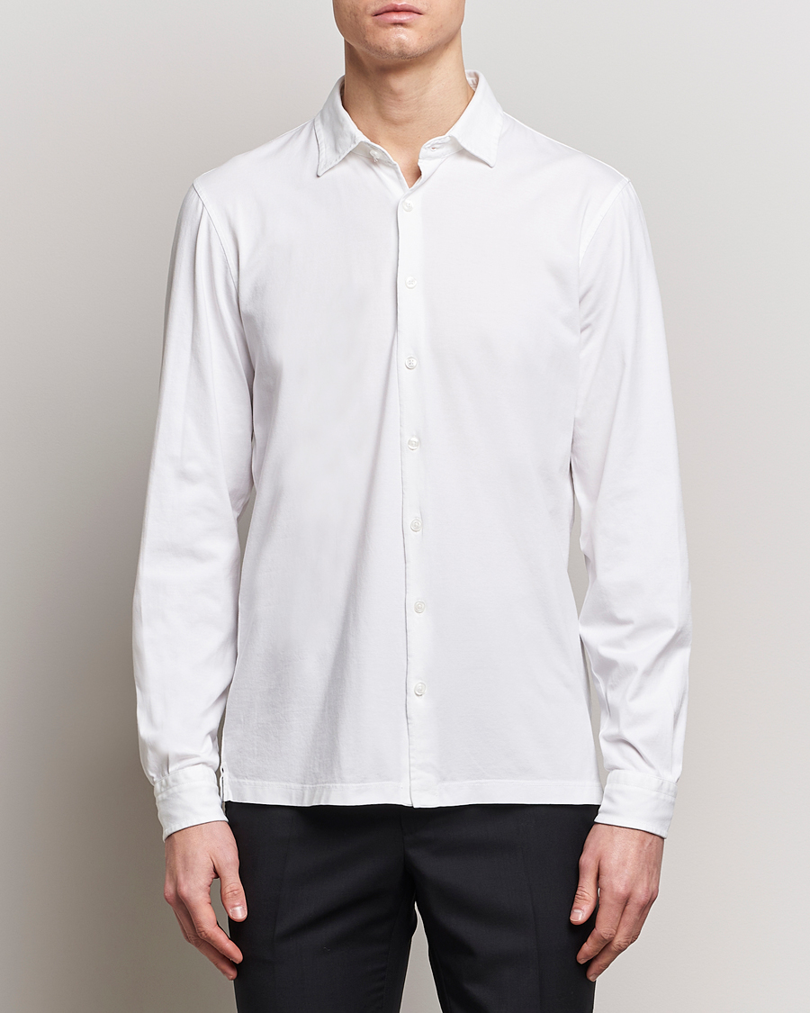 Heren | Casual overhemden | Gran Sasso | Washed Cotton Jersey Shirt White