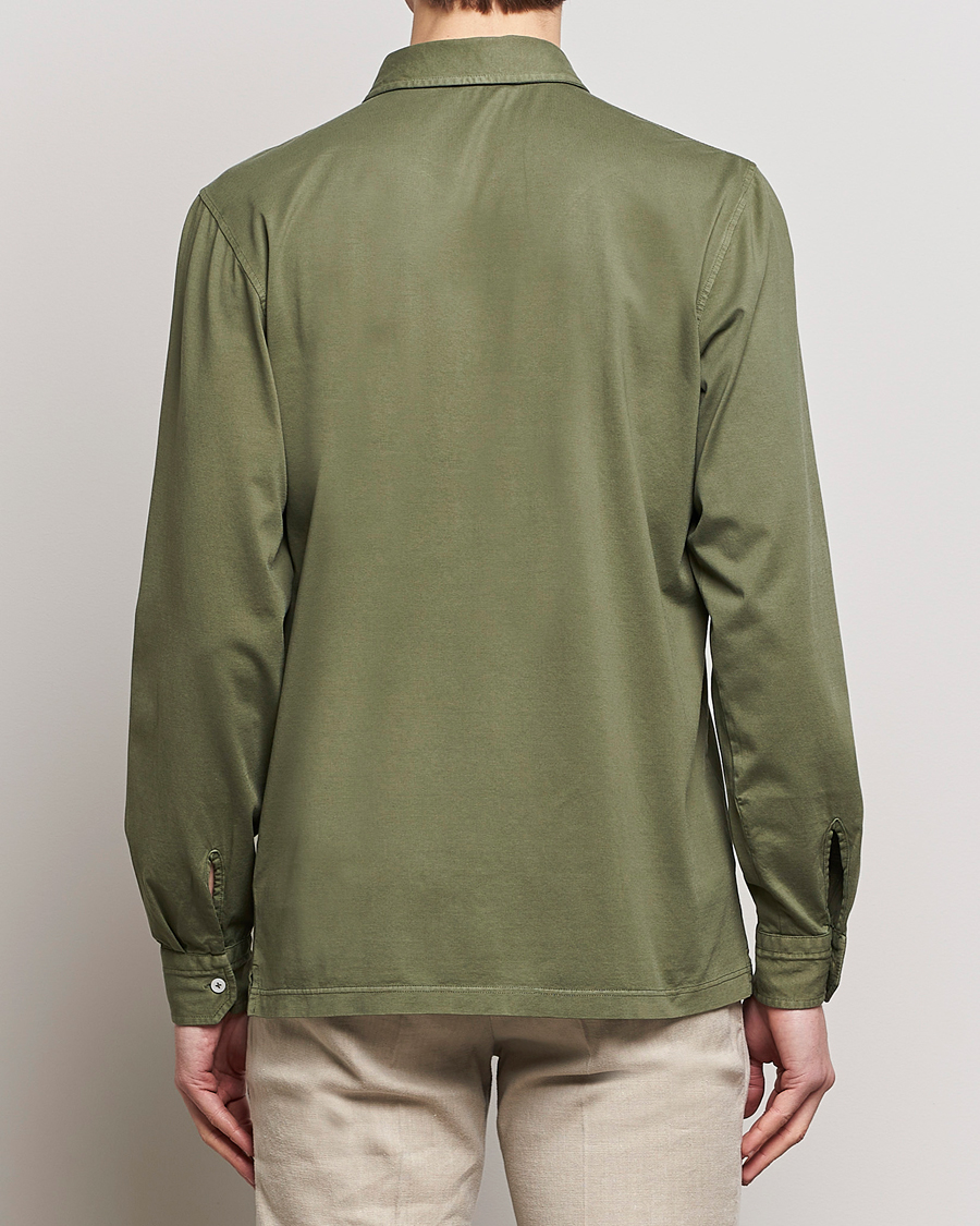 Heren | Overhemden | Gran Sasso | Washed Cotton Jersey Shirt Green