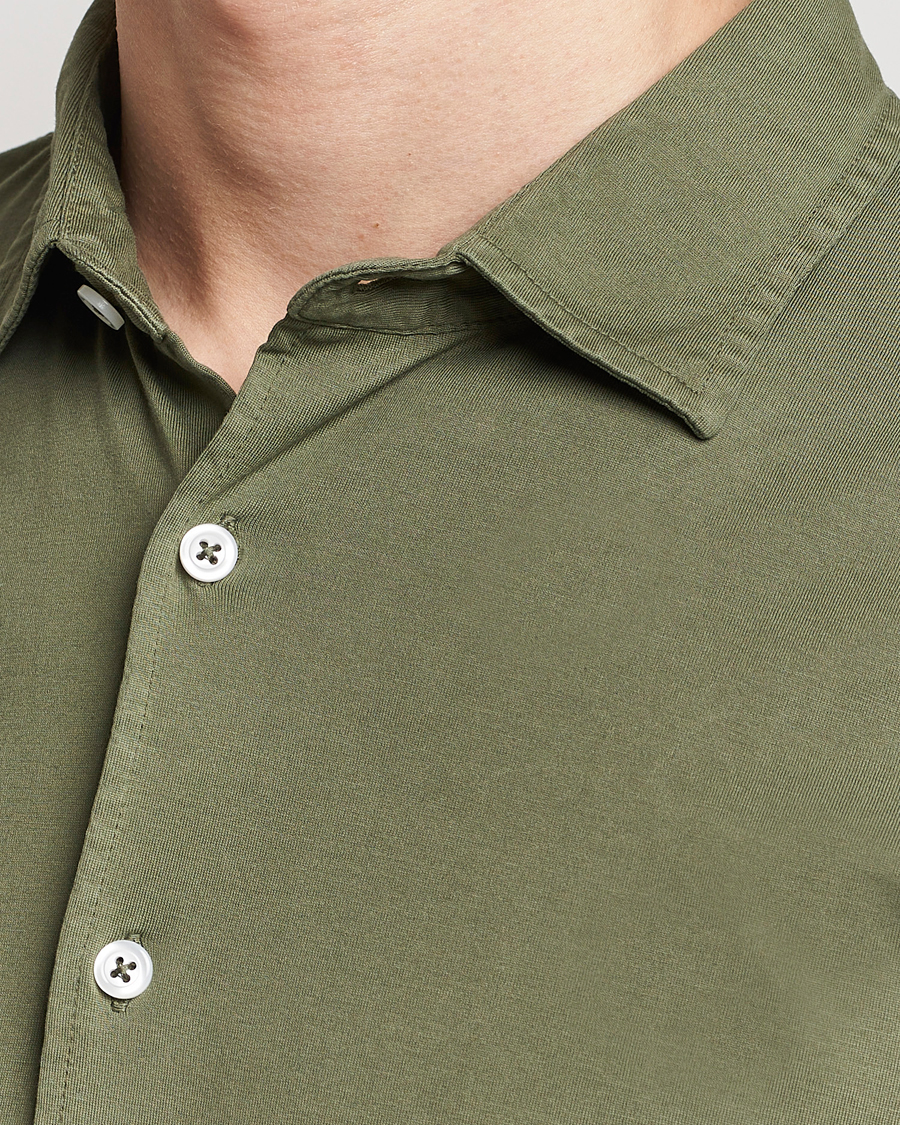 Heren | Overhemden | Gran Sasso | Washed Cotton Jersey Shirt Green