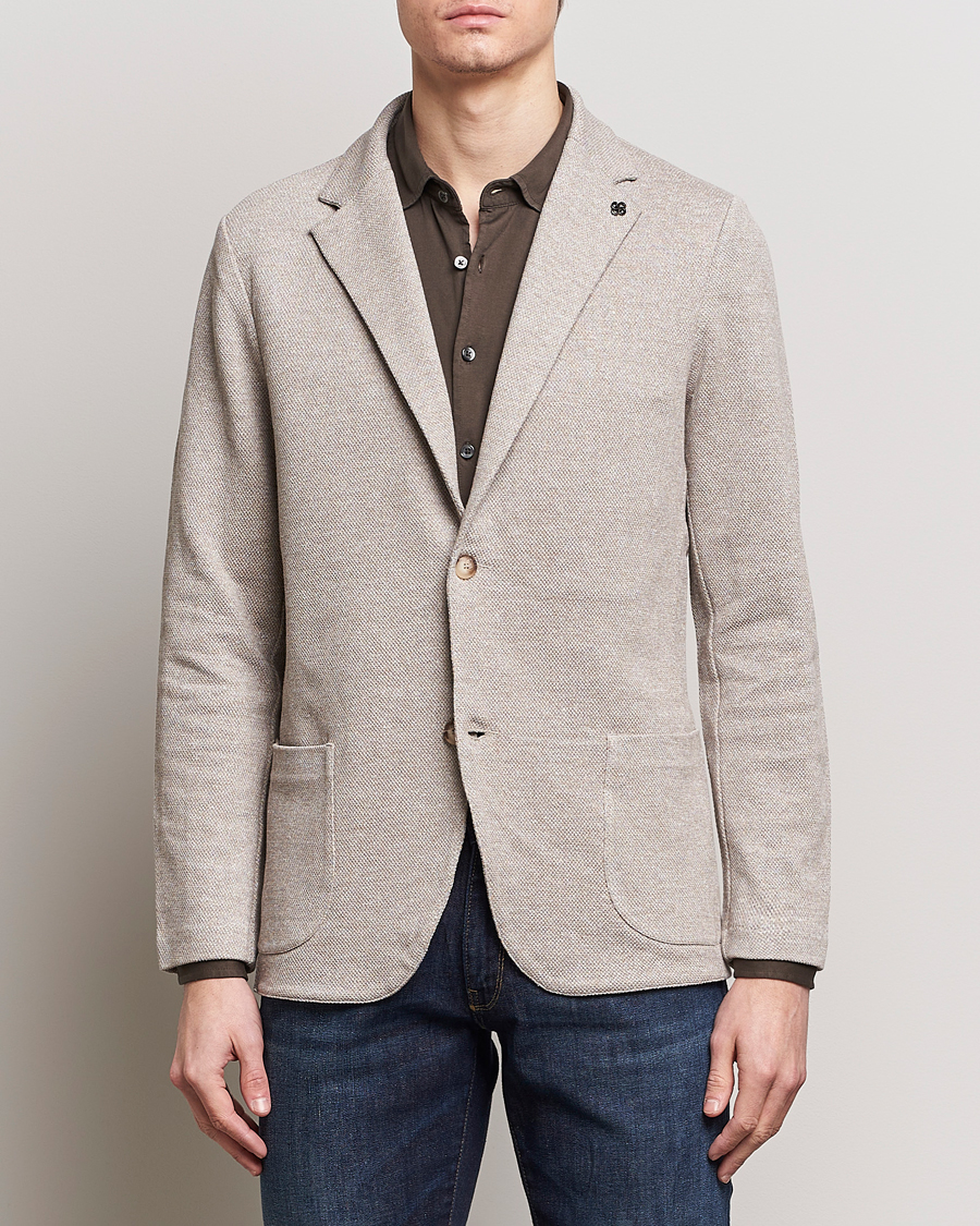 Heren | Gebreide blazers | Gran Sasso | Structured Cotton/Linen Blazer Beige Melange