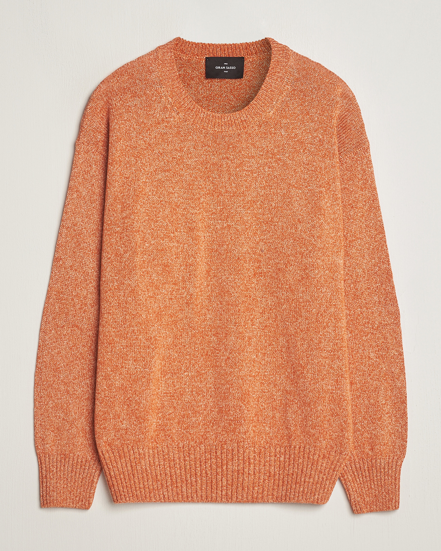 Heren | Truien | Gran Sasso | Cotton Heavy Knitted Crew Neck Rust Melange