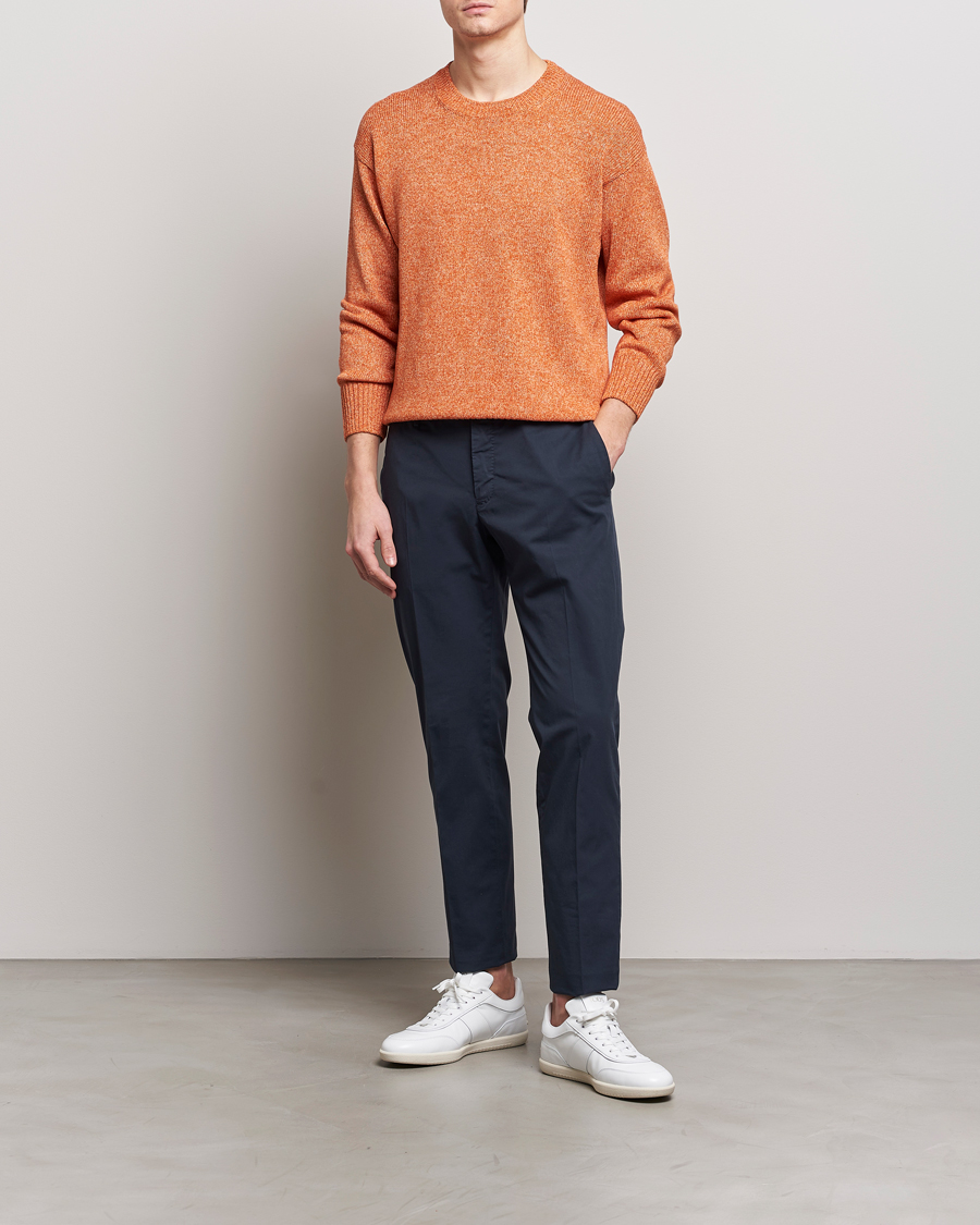 Heren | Truien | Gran Sasso | Cotton Heavy Knitted Crew Neck Rust Melange