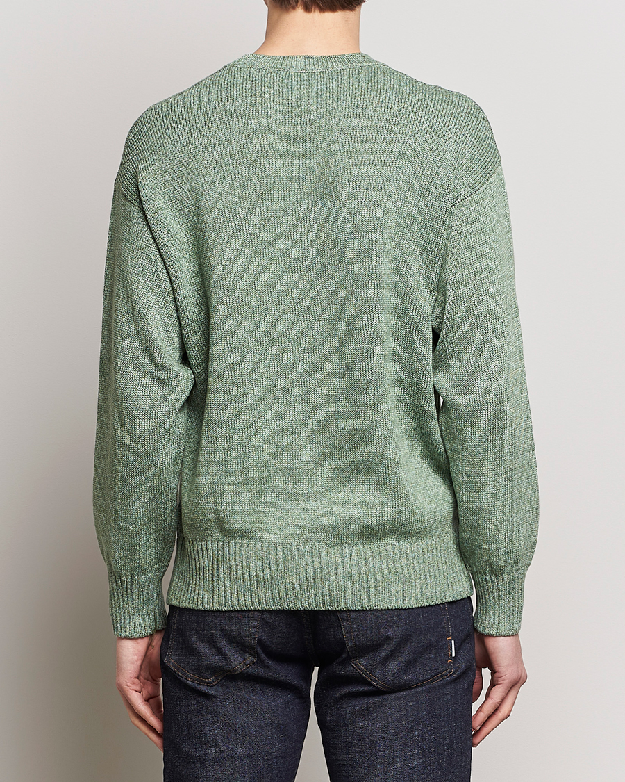 Heren | Truien | Gran Sasso | Cotton Heavy Knitted Crew Neck Green Melange