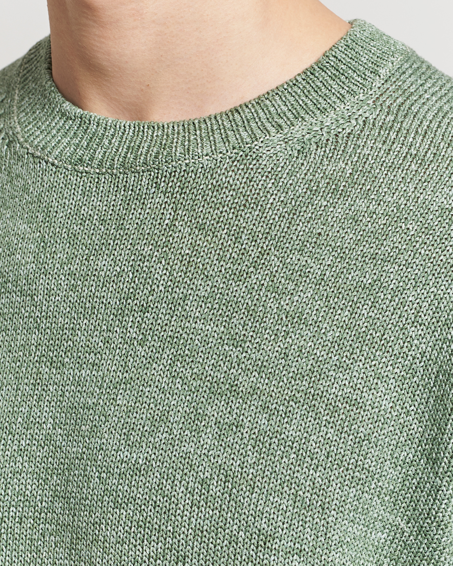Heren | Truien | Gran Sasso | Cotton Heavy Knitted Crew Neck Green Melange