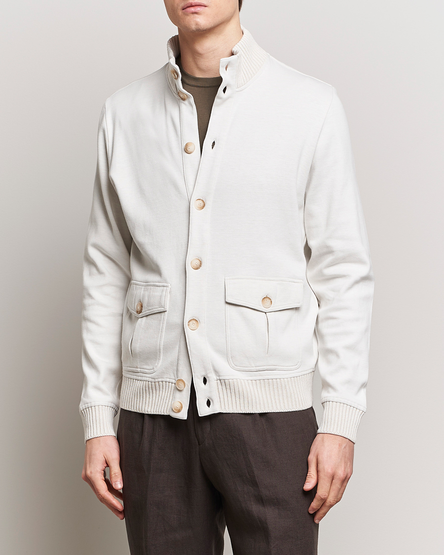 Heren | Italian Department | Gran Sasso | Cotton Pocket Bomber Jacket Cream