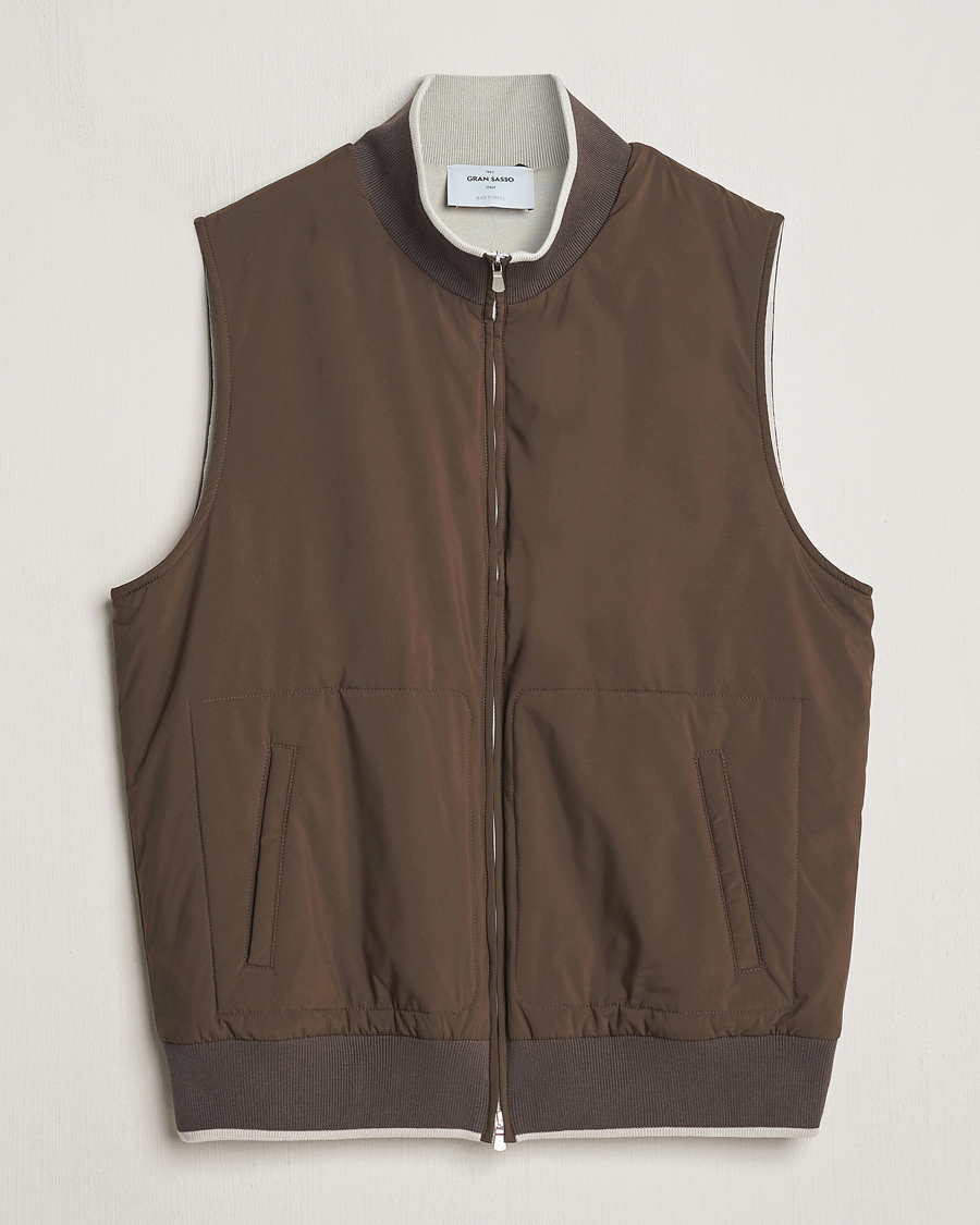 Heren | Jassen | Gran Sasso | Nylon Light Padded Gilet Dark Brown