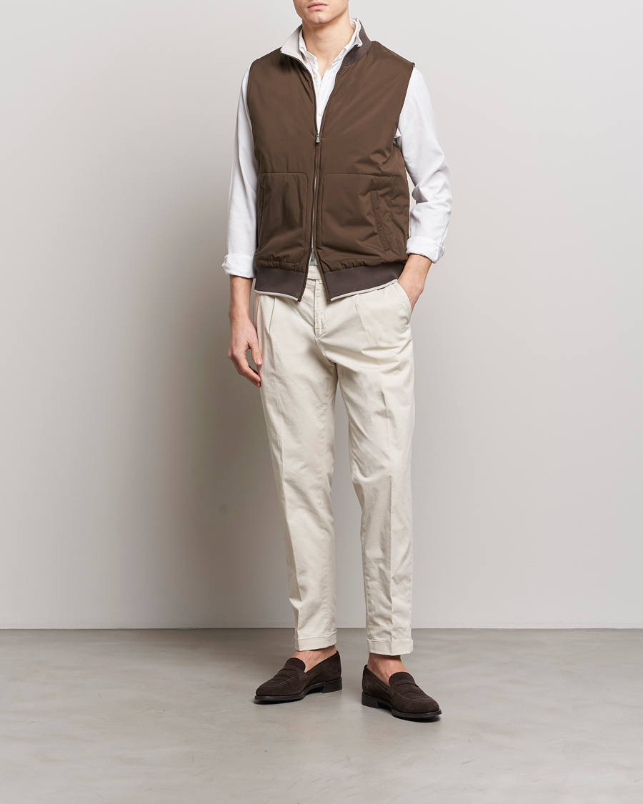 Heren | Jassen | Gran Sasso | Nylon Light Padded Gilet Dark Brown