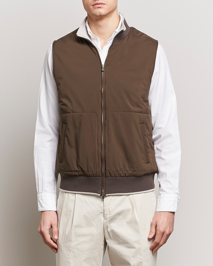 Heren | Gilets | Gran Sasso | Nylon Light Padded Gilet Dark Brown